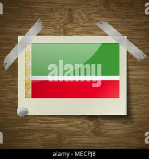 Le bandiere della Repubblica cecena al telaio su texture di legno. Illustrazione Vettoriale Illustrazione Vettoriale