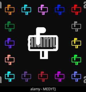 Icona di cassetta postale segno. Tanti i simboli colorati per il vostro design. Illustrazione Vettoriale Illustrazione Vettoriale