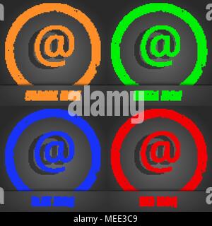 E-Mail icona simbolo. Alla moda in stile moderno. In arancione, verde, blu, verde design. Illustrazione Vettoriale Illustrazione Vettoriale