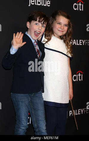 PaleyFest di Los Angeles - "Big Bang Theory e giovani Sheldon" presso il Teatro Dolby con: Iain Armitage, Raegan Revord dove: Los Angeles, California, Stati Uniti quando: 21 Mar 2018 Credit: Nicky Nelson/WENN.com Foto Stock