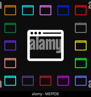 Semplice browser icona finestra sign. Tanti i simboli colorati per il vostro design. Illustrazione Vettoriale Illustrazione Vettoriale