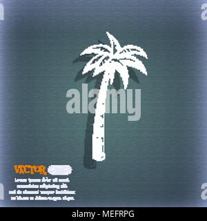 Icona di Palm. Sul blu-verde sfondo astratto con ombra e lo spazio per il tuo testo. Illustrazione Vettoriale Illustrazione Vettoriale