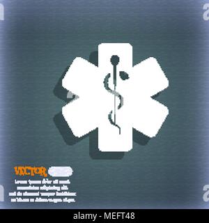 Icona della medicina. Sul blu-verde sfondo astratto con ombra e lo spazio per il tuo testo. Illustrazione Vettoriale Illustrazione Vettoriale