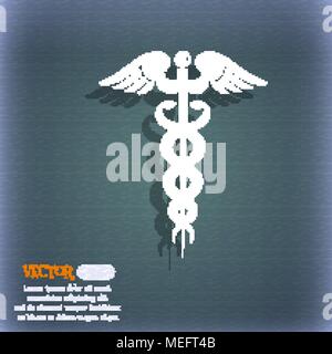 Icona della medicina. Sul blu-verde sfondo astratto con ombra e lo spazio per il tuo testo. Illustrazione Vettoriale Illustrazione Vettoriale