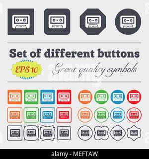 Icona di audiocassette segno. Grande set di colorati, diversificato e di alta qualità dei pulsanti. Illustrazione Vettoriale Illustrazione Vettoriale