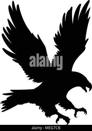 Aquila calva silhouette isolato su bianco Illustrazione Vettoriale