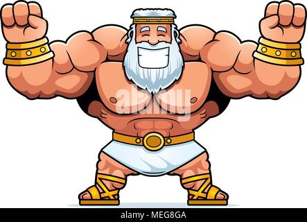 Un cartoon illustrazione di Zeus per celebrare. Illustrazione Vettoriale