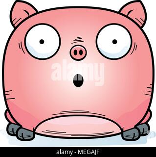 Un cartoon illustrazione di un maialino cercando sorpreso. Illustrazione Vettoriale