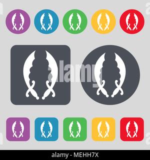 Icona di Saber segno. Una serie di dodici tasti colorati. Design piatto. Illustrazione Vettoriale Illustrazione Vettoriale