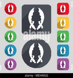 Icona di Saber segno. Una serie di dodici tasti colorati e una lunga ombra. Design piatto. Illustrazione Vettoriale Illustrazione Vettoriale