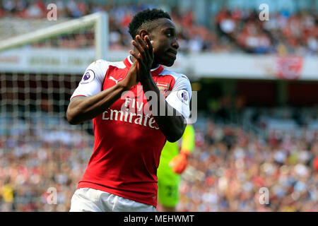 Londra, UK, 22 aprile 2018. Danny Welbeck dell'Arsenal in azione. Premier League, Arsenal V West Ham United presso l'Emirates Stadium di Londra domenica 22 aprile 2018. Questa immagine può essere utilizzata solo per scopi editoriali. Solo uso editoriale, è richiesta una licenza per uso commerciale. Nessun uso in scommesse, giochi o un singolo giocatore/club/league pubblicazioni . pic da Steffan Bowen/Andrew Orchard fotografia sportiva/Alamy Live news Foto Stock