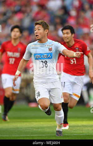 Saitama, Giappone. Xxi Aprile, 2018. Daiki Suga (Consadole) Calcio/Calcetto : 2018 J1 League match tra Urawa Red Diamonds 0-0 Hokkaido Consadole Sapporo di Saitama Stadium 2002 a Saitama, Giappone . Credito: AFLO/Alamy Live News Foto Stock