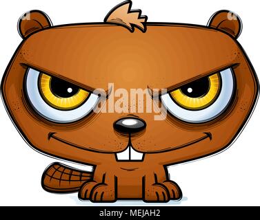 Un cartoon illustrazione di un sinistro guardando beaver. Illustrazione Vettoriale