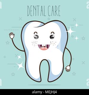 Per le cure dentarie kawaii carattere comi Illustrazione Vettoriale