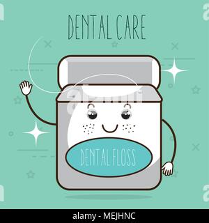 Per le cure dentarie kawaii carattere comi Illustrazione Vettoriale