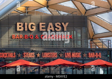 LONDRA, Regno Unito - 05 APRILE 2018: The Big Easy Bar and Crabshack Restaurant at Canary Wharf, Londra Foto Stock