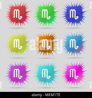 Icona dello scorpione segno. Un set di originali nove pulsanti ad ago. Illustrazione Vettoriale Illustrazione Vettoriale