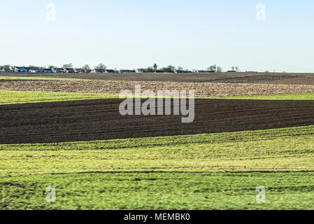 Appena campo arato in primavera è pronto per la coltivazione. Regione di Zhytomyr, Ucraina. Foto Stock