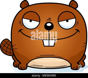 Un cartoon illustrazione di un sinistro guardando beaver. Illustrazione Vettoriale