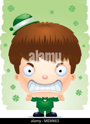 Un cartoon illustrazione di un ragazzo leprechaun cercando arrabbiato. Illustrazione Vettoriale