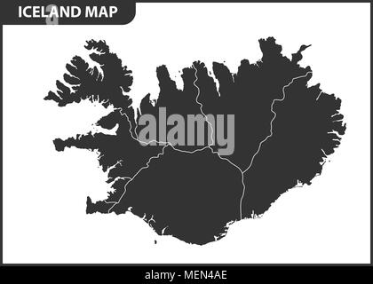 La mappa dettagliata di Islanda con le regioni o gli Stati membri. Divisione amministrativa Illustrazione Vettoriale