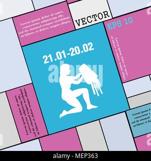 Aquarius icona segno. Appartamento moderno stile per il design. Illustrazione Vettoriale Illustrazione Vettoriale