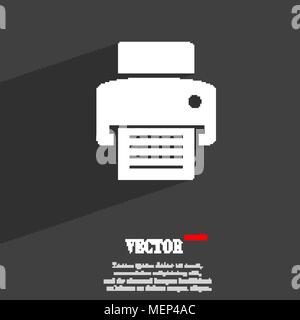 Fax, simbolo stampante piana web moderno design con lunga ombra e lo spazio per il tuo testo. Illustrazione Vettoriale Illustrazione Vettoriale