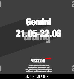 Gemini piatto simbolo di moderna progettazione web con lunga ombra e lo spazio per il tuo testo. Illustrazione Vettoriale Illustrazione Vettoriale