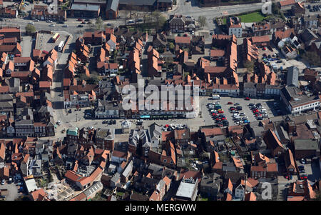Vista aerea di Beverley piazza del mercato e al centro-città, East Yorkshire Foto Stock