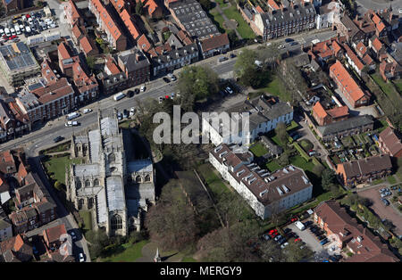 Vista aerea di St Marys Manor in Beverley Town Center, East Yorkshire Foto Stock