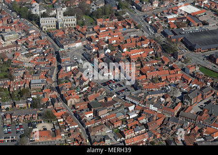 Vista aerea di Beverley Town Center, East Yorkshire Foto Stock