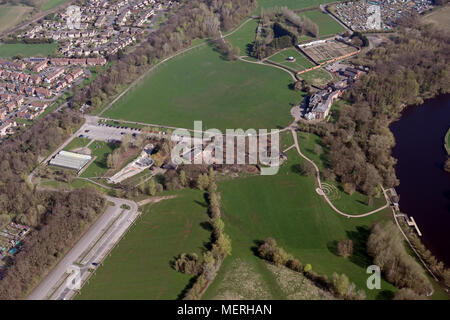 Vista aerea di Preston Hall Museum vicino a Stockton on Tees, N Est Inghilterra Foto Stock