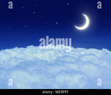 Cielo notturno con la luna, cloud e stelle. Foto Stock