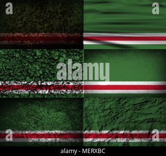 Bandiera della Repubblica cecena di Ichkeria con il vecchio texture. Illustrazione Vettoriale Illustrazione Vettoriale