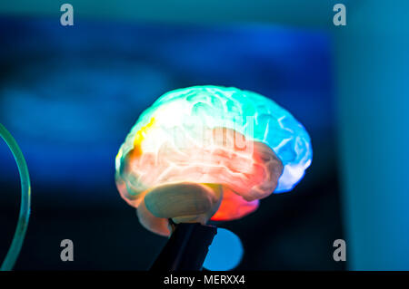 Modello di coloratissimi cervello umano su blur sullo sfondo Foto Stock