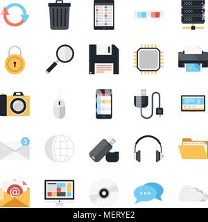 La tecnologia e le icone dei supporti Illustrazione Vettoriale