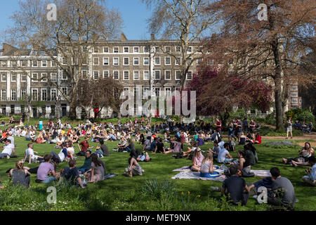 UCL gli studenti di Gordon Square, Bloomsbury, Londra UK nel sole di primavera Foto Stock