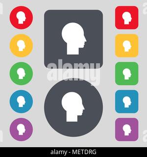 Utente icona segno. Simbolo di persona. Impostare i tasti colorati. Interfaccia utente moderna navigazione del sito illustrazione vettoriale Illustrazione Vettoriale