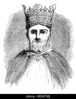 Ritratto di Enrico IV (1367 -1413), Aka Henry Bolingbroke era re d'Inghilterra e signore di Irlanda dal 1399 al 1413, e ha asserito la rivendicazione di suo nonno, Edward III, per il regno di Francia. Il padre Giovanni di Gaunt, era il quarto figlio di Edward III e il terzo figlio di sopravvivere all'età adulta, e goduto di una posizione di notevole influenza durante gran parte del regno di Enrico il cugino di Richard II, quali Henry eventualmente deposto. Henry's madre era Blanche, erede al notevole Lancaster estates, e così egli divenne il primo re d'Inghilterra dal ramo di Lancaster del Plantagenet Foto Stock