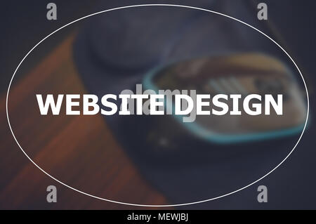 Sito Web Design word con business sfocatura sullo sfondo Foto Stock