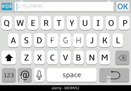 Moderna tastiera dello smartphone di alphabet pulsanti. La tastiera mobile. Illustrazione Vettoriale Illustrazione Vettoriale