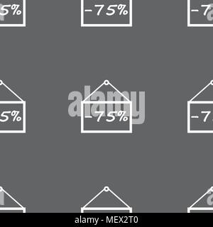 75 icona sconto segno. Seamless pattern su uno sfondo grigio. Illustrazione Vettoriale Illustrazione Vettoriale