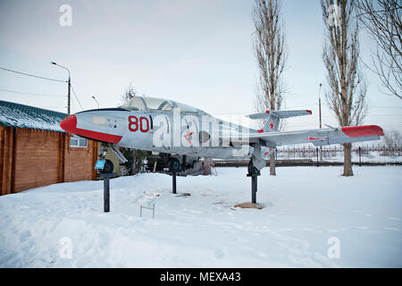 Il Parco della Vittoria, veicoli militari, Nizhny Novgorod, Aero L-29 Delfin, jet militare trainer Foto Stock