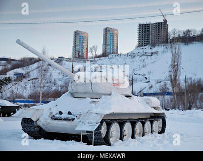 Il Parco della Vittoria, veicoli militari, Nizhny Novgorod, T-34/85 Foto Stock