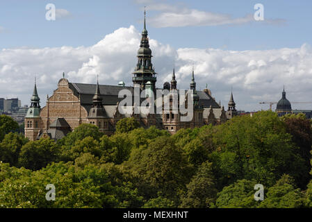 Costruzione di un museo nordico visto da Skansen, Stoccolma, Svezia. Il museo è stato fondato nel 1873 da Artur Hazelius, e l'edificio è stato completato nel 1907 Foto Stock