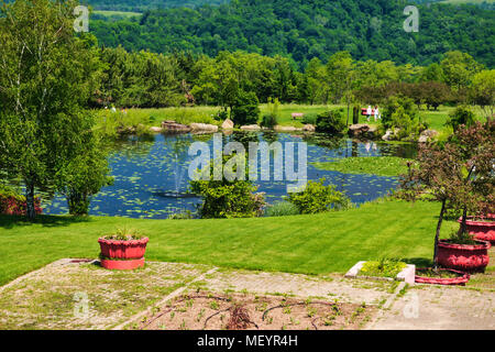 Lotus Pond, New Vrindaban, West Virginia, USA Foto Stock