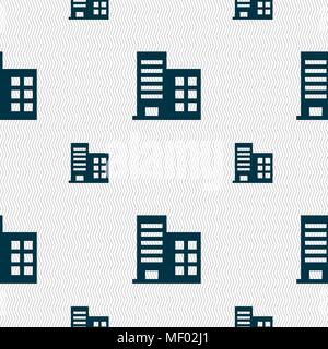 Alto edificio di edifici commerciali e residenziali icona appartamenti segno. Modello senza cuciture con texture geometrica. Illustrazione Vettoriale Illustrazione Vettoriale
