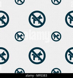 Dog walking è proibito icona segno. Modello senza cuciture con texture geometrica. Illustrazione Vettoriale Illustrazione Vettoriale