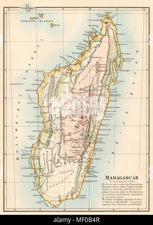 Mappa del Madagascar, 1870s. Stampa Litografia a colori Foto Stock