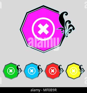 Icona Annulla. Appartamento modeern Set design colorato pulsanti web. Illustrazione Vettoriale Illustrazione Vettoriale